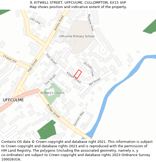 9, KITWELL STREET, UFFCULME, CULLOMPTON, EX15 3AP: Location map and indicative extent of plot