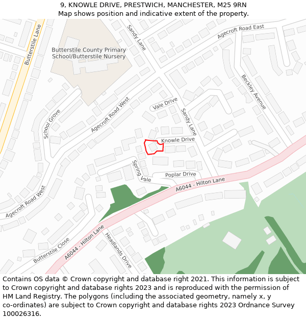 9, KNOWLE DRIVE, PRESTWICH, MANCHESTER, M25 9RN: Location map and indicative extent of plot