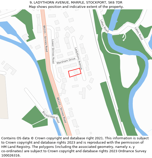 9, LADYTHORN AVENUE, MARPLE, STOCKPORT, SK6 7DR: Location map and indicative extent of plot