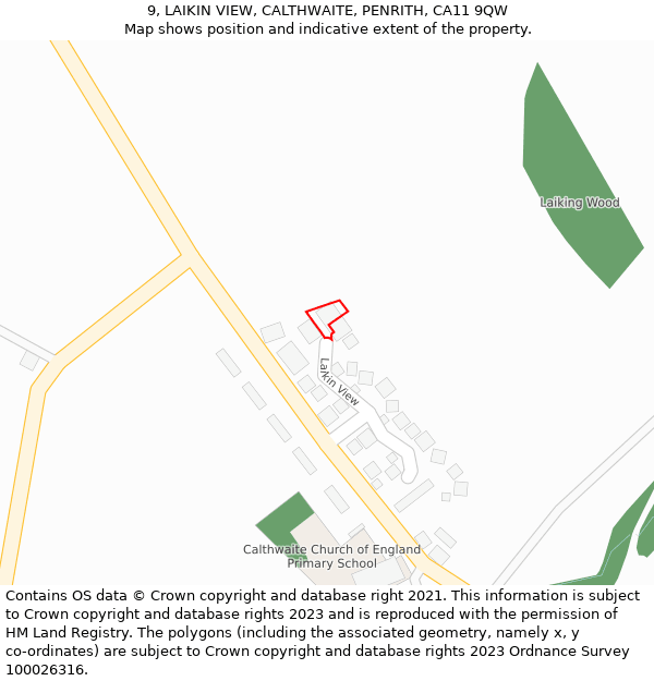 9, LAIKIN VIEW, CALTHWAITE, PENRITH, CA11 9QW: Location map and indicative extent of plot