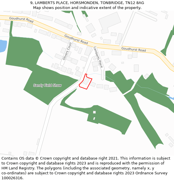 9, LAMBERTS PLACE, HORSMONDEN, TONBRIDGE, TN12 8AG: Location map and indicative extent of plot