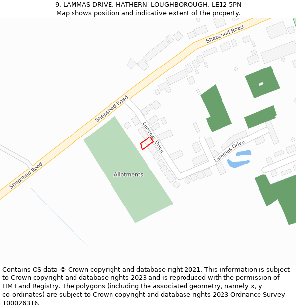 9, LAMMAS DRIVE, HATHERN, LOUGHBOROUGH, LE12 5PN: Location map and indicative extent of plot