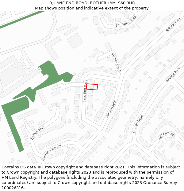 9, LANE END ROAD, ROTHERHAM, S60 3HR: Location map and indicative extent of plot