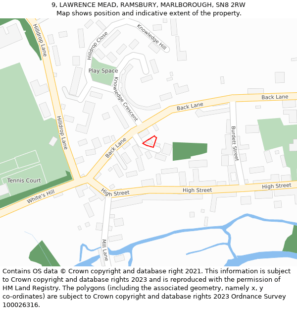 9, LAWRENCE MEAD, RAMSBURY, MARLBOROUGH, SN8 2RW: Location map and indicative extent of plot