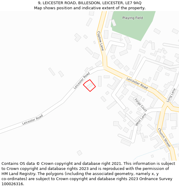 9, LEICESTER ROAD, BILLESDON, LEICESTER, LE7 9AQ: Location map and indicative extent of plot