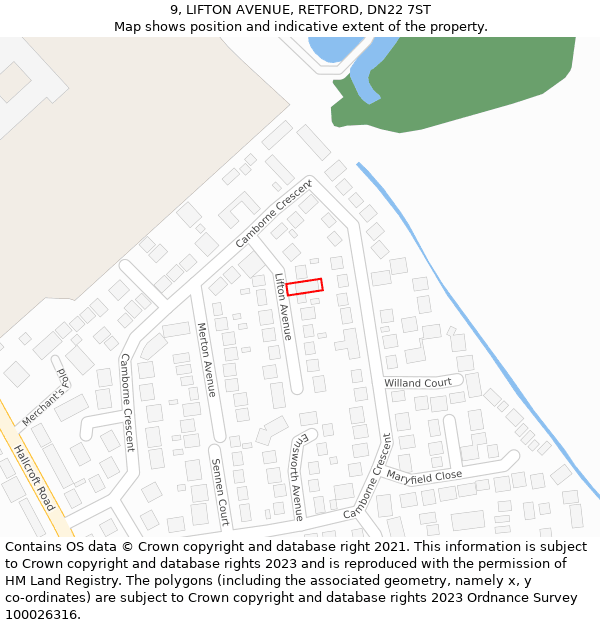 9, LIFTON AVENUE, RETFORD, DN22 7ST: Location map and indicative extent of plot