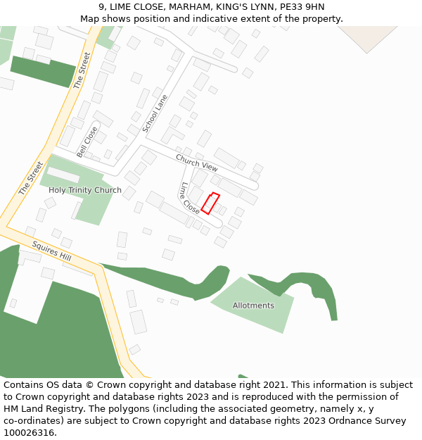 9, LIME CLOSE, MARHAM, KING'S LYNN, PE33 9HN: Location map and indicative extent of plot