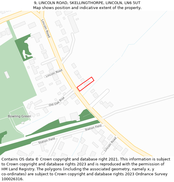9, LINCOLN ROAD, SKELLINGTHORPE, LINCOLN, LN6 5UT: Location map and indicative extent of plot