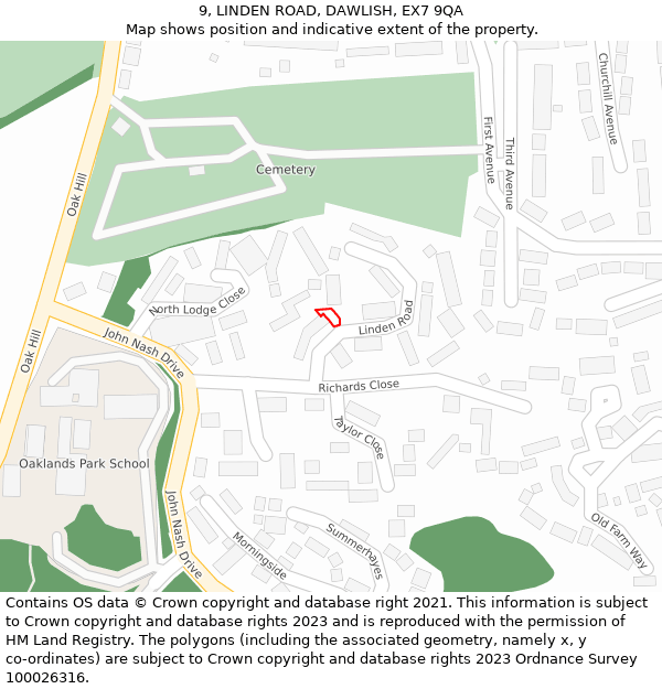 9, LINDEN ROAD, DAWLISH, EX7 9QA: Location map and indicative extent of plot
