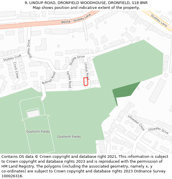 9, LINDUP ROAD, DRONFIELD WOODHOUSE, DRONFIELD, S18 8NR: Location map and indicative extent of plot