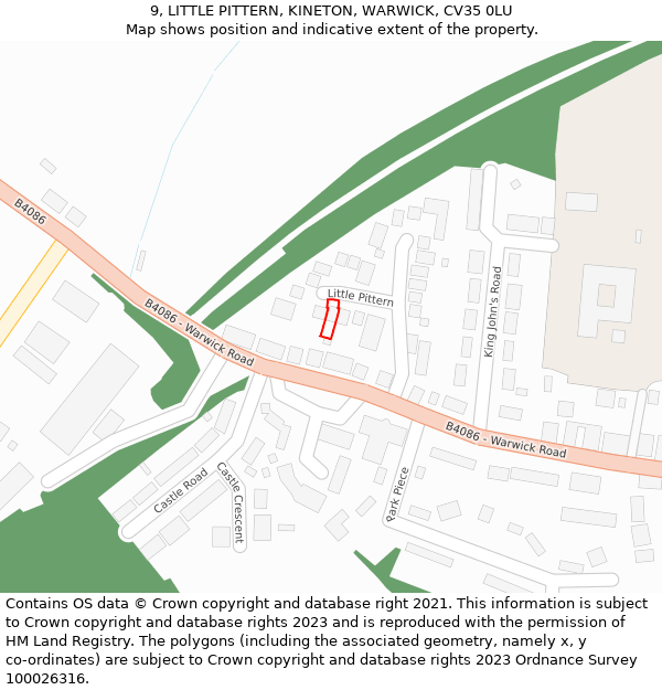 9, LITTLE PITTERN, KINETON, WARWICK, CV35 0LU: Location map and indicative extent of plot