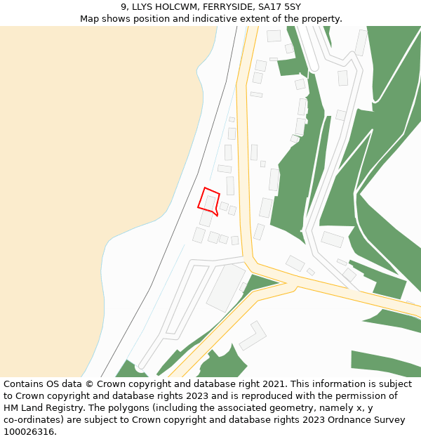 9, LLYS HOLCWM, FERRYSIDE, SA17 5SY: Location map and indicative extent of plot