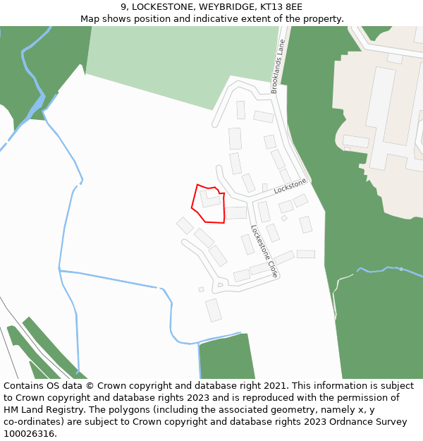 9, LOCKESTONE, WEYBRIDGE, KT13 8EE: Location map and indicative extent of plot