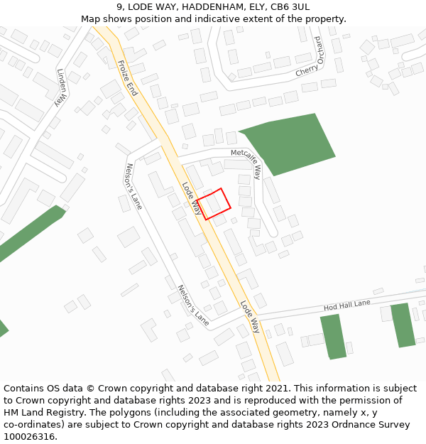 9, LODE WAY, HADDENHAM, ELY, CB6 3UL: Location map and indicative extent of plot