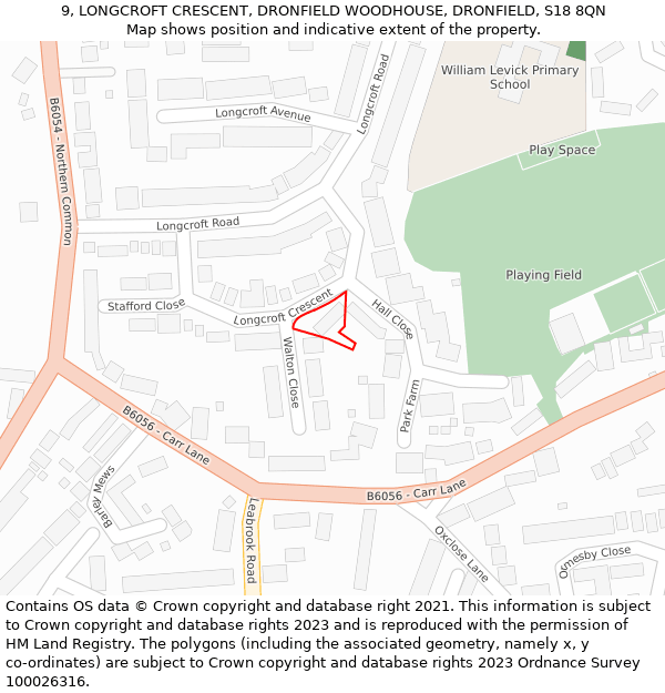 9, LONGCROFT CRESCENT, DRONFIELD WOODHOUSE, DRONFIELD, S18 8QN: Location map and indicative extent of plot