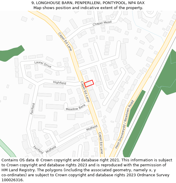 9, LONGHOUSE BARN, PENPERLLENI, PONTYPOOL, NP4 0AX: Location map and indicative extent of plot