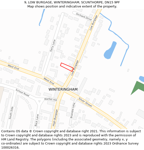 9, LOW BURGAGE, WINTERINGHAM, SCUNTHORPE, DN15 9PF: Location map and indicative extent of plot