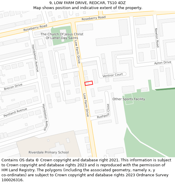 9, LOW FARM DRIVE, REDCAR, TS10 4DZ: Location map and indicative extent of plot