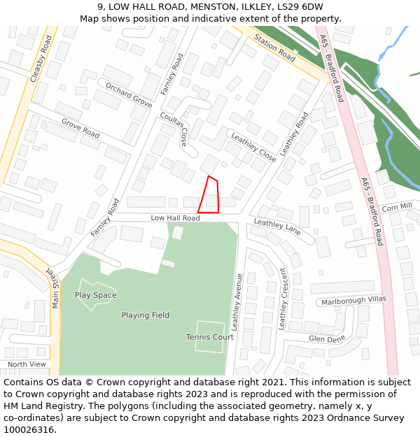 9, LOW HALL ROAD, MENSTON, ILKLEY, LS29 6DW: Location map and indicative extent of plot