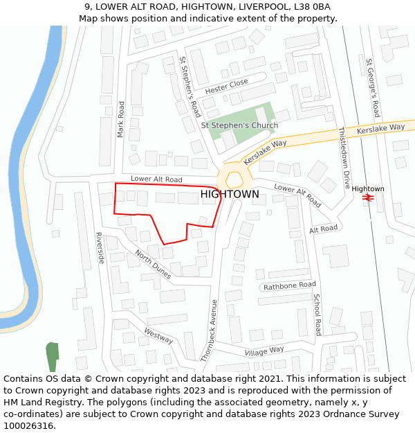 9, LOWER ALT ROAD, HIGHTOWN, LIVERPOOL, L38 0BA: Location map and indicative extent of plot