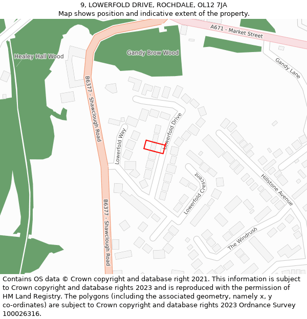 9, LOWERFOLD DRIVE, ROCHDALE, OL12 7JA: Location map and indicative extent of plot