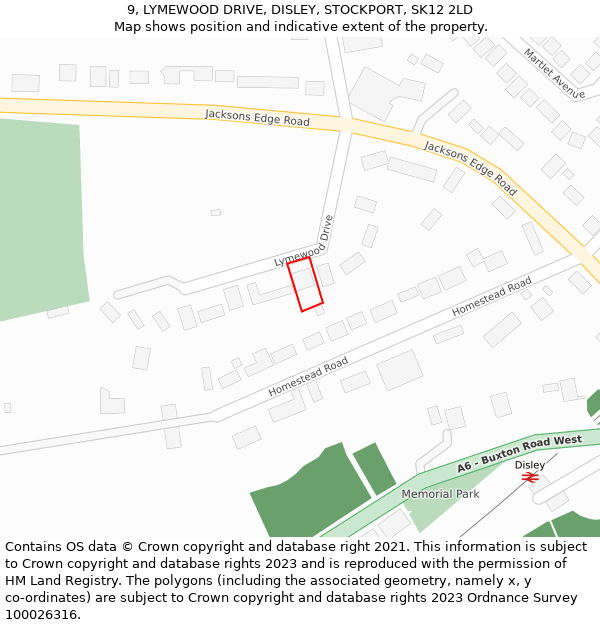 9, LYMEWOOD DRIVE, DISLEY, STOCKPORT, SK12 2LD: Location map and indicative extent of plot