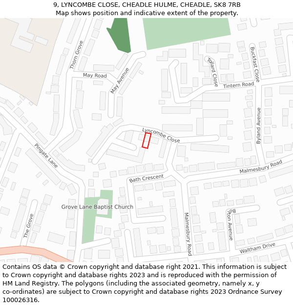 9, LYNCOMBE CLOSE, CHEADLE HULME, CHEADLE, SK8 7RB: Location map and indicative extent of plot