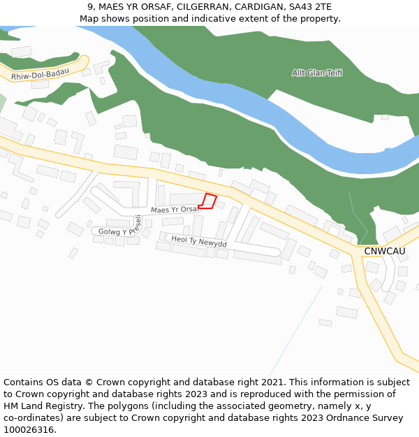 9, MAES YR ORSAF, CILGERRAN, CARDIGAN, SA43 2TE: Location map and indicative extent of plot