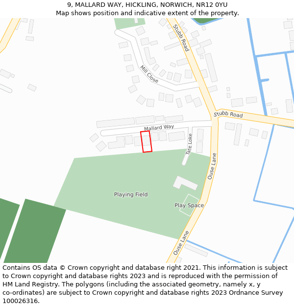 9, MALLARD WAY, HICKLING, NORWICH, NR12 0YU: Location map and indicative extent of plot