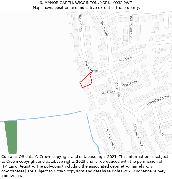 9, MANOR GARTH, WIGGINTON, YORK, YO32 2WZ: Location map and indicative extent of plot