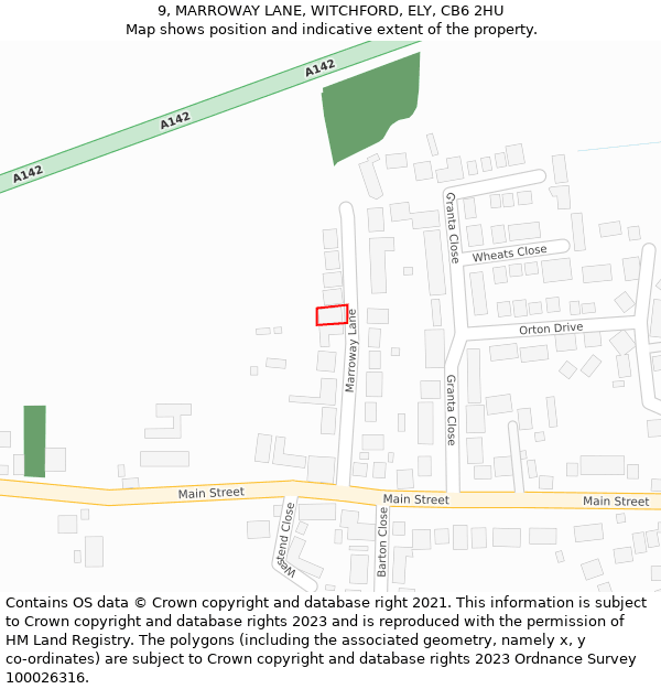 9, MARROWAY LANE, WITCHFORD, ELY, CB6 2HU: Location map and indicative extent of plot