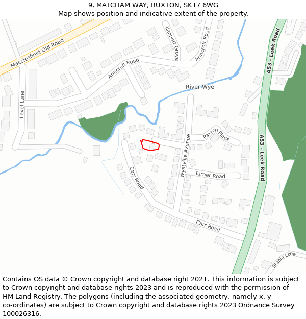 9, MATCHAM WAY, BUXTON, SK17 6WG: Location map and indicative extent of plot