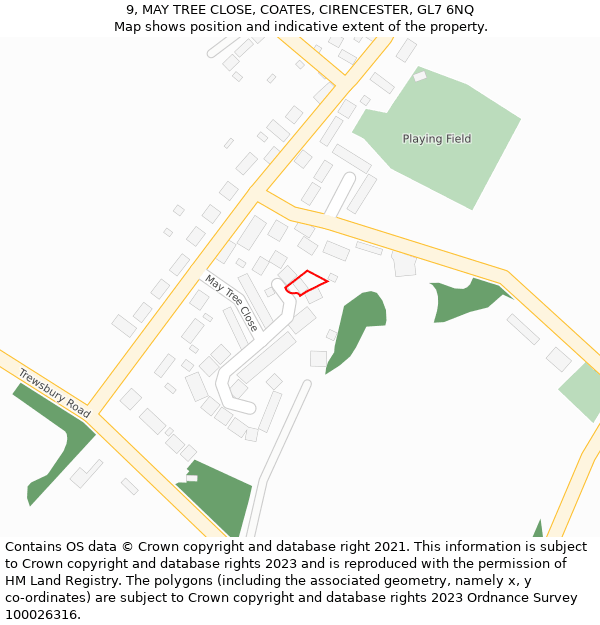 9, MAY TREE CLOSE, COATES, CIRENCESTER, GL7 6NQ: Location map and indicative extent of plot