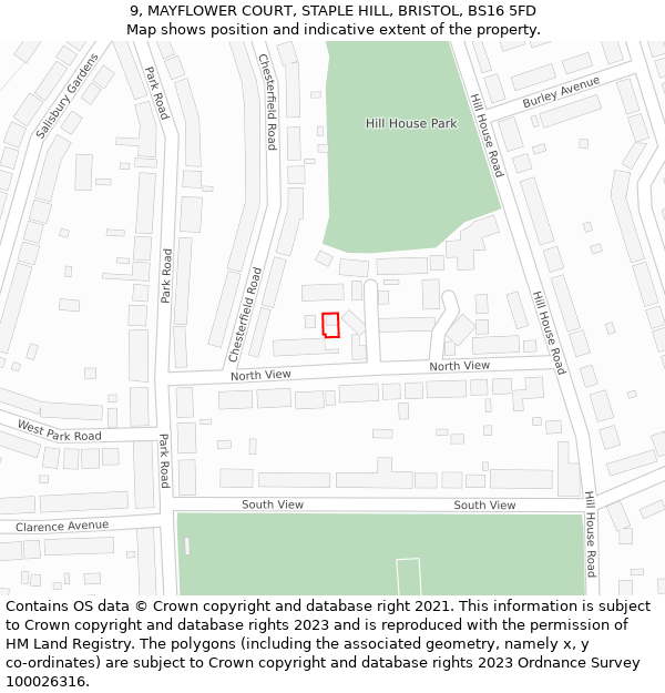 9, MAYFLOWER COURT, STAPLE HILL, BRISTOL, BS16 5FD: Location map and indicative extent of plot