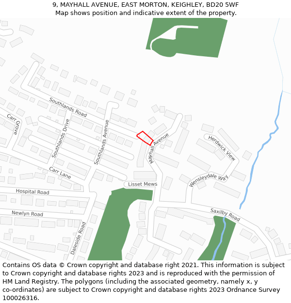 9, MAYHALL AVENUE, EAST MORTON, KEIGHLEY, BD20 5WF: Location map and indicative extent of plot