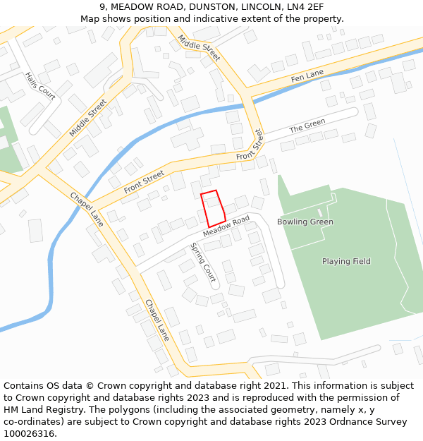 9, MEADOW ROAD, DUNSTON, LINCOLN, LN4 2EF: Location map and indicative extent of plot