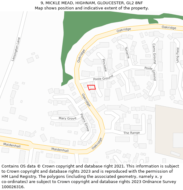 9, MICKLE MEAD, HIGHNAM, GLOUCESTER, GL2 8NF: Location map and indicative extent of plot