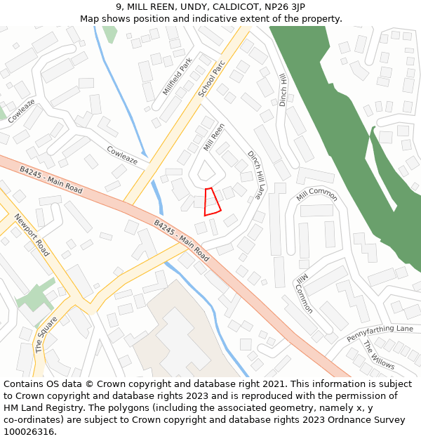 9, MILL REEN, UNDY, CALDICOT, NP26 3JP: Location map and indicative extent of plot