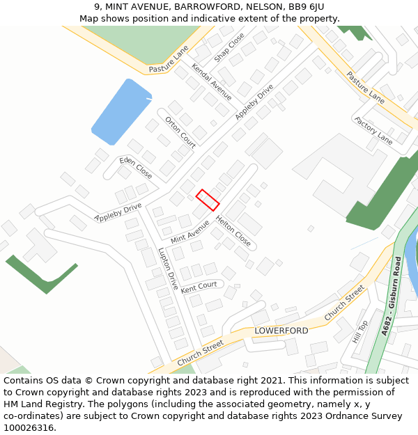 9, MINT AVENUE, BARROWFORD, NELSON, BB9 6JU: Location map and indicative extent of plot