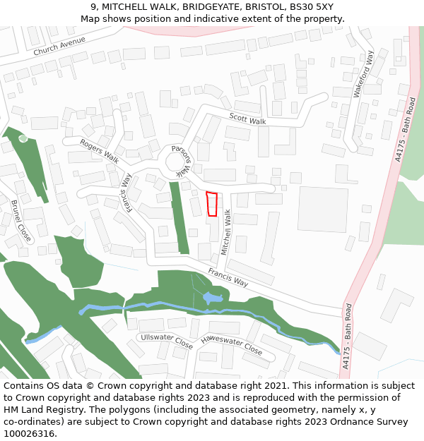 9, MITCHELL WALK, BRIDGEYATE, BRISTOL, BS30 5XY: Location map and indicative extent of plot