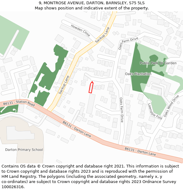 9, MONTROSE AVENUE, DARTON, BARNSLEY, S75 5LS: Location map and indicative extent of plot