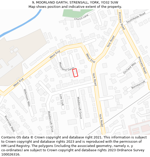 9, MOORLAND GARTH, STRENSALL, YORK, YO32 5UW: Location map and indicative extent of plot