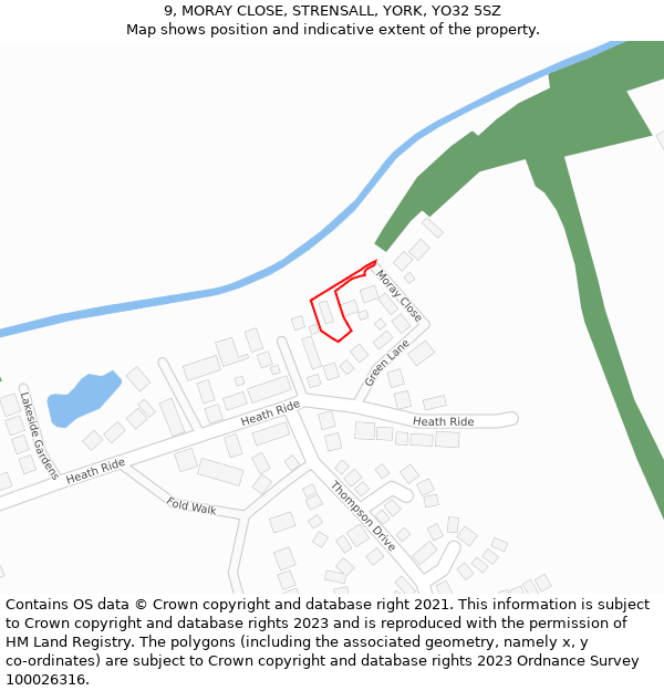 9, MORAY CLOSE, STRENSALL, YORK, YO32 5SZ: Location map and indicative extent of plot