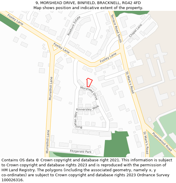 9, MORSHEAD DRIVE, BINFIELD, BRACKNELL, RG42 4FD: Location map and indicative extent of plot