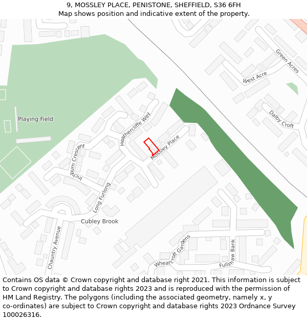 9, MOSSLEY PLACE, PENISTONE, SHEFFIELD, S36 6FH: Location map and indicative extent of plot