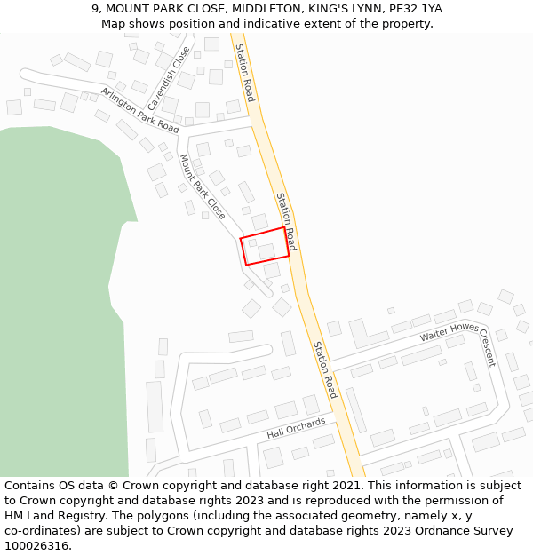 9, MOUNT PARK CLOSE, MIDDLETON, KING'S LYNN, PE32 1YA: Location map and indicative extent of plot