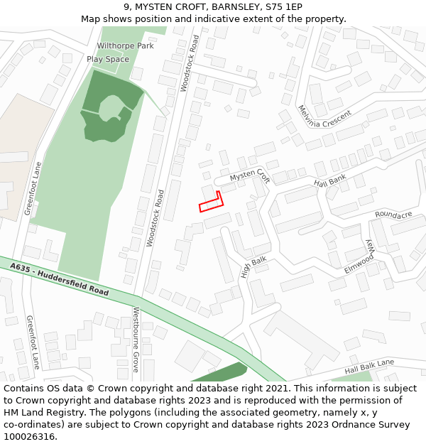 9, MYSTEN CROFT, BARNSLEY, S75 1EP: Location map and indicative extent of plot