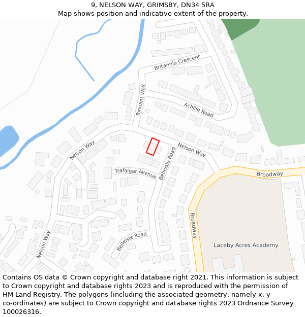 9, NELSON WAY, GRIMSBY, DN34 5RA: Location map and indicative extent of plot