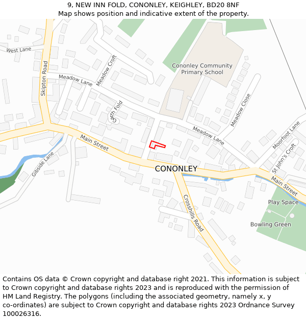 9, NEW INN FOLD, CONONLEY, KEIGHLEY, BD20 8NF: Location map and indicative extent of plot