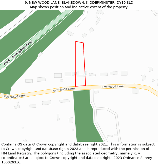 9, NEW WOOD LANE, BLAKEDOWN, KIDDERMINSTER, DY10 3LD: Location map and indicative extent of plot